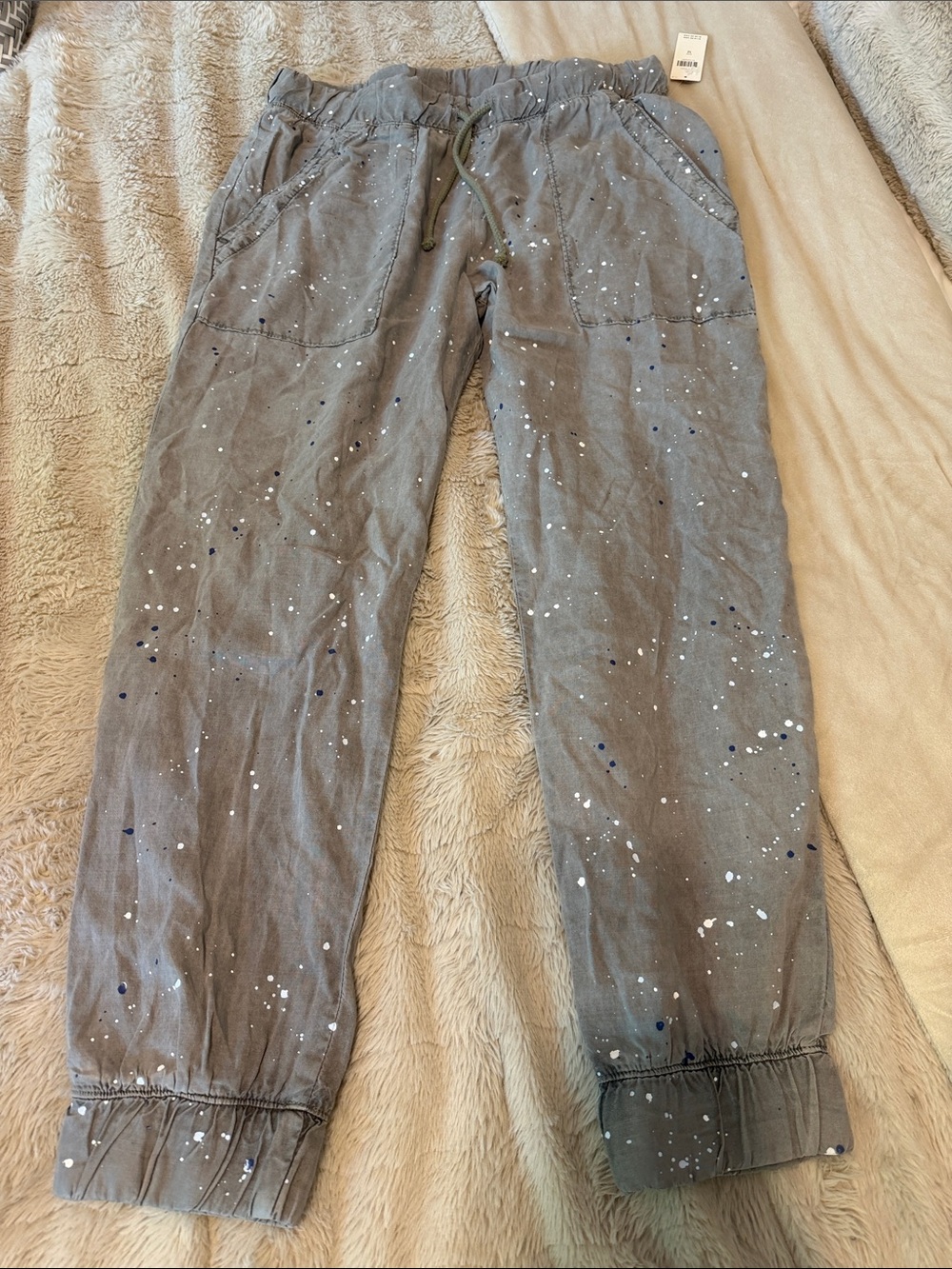 Anthropologie Gray Paint-Splatter Jogger Pants